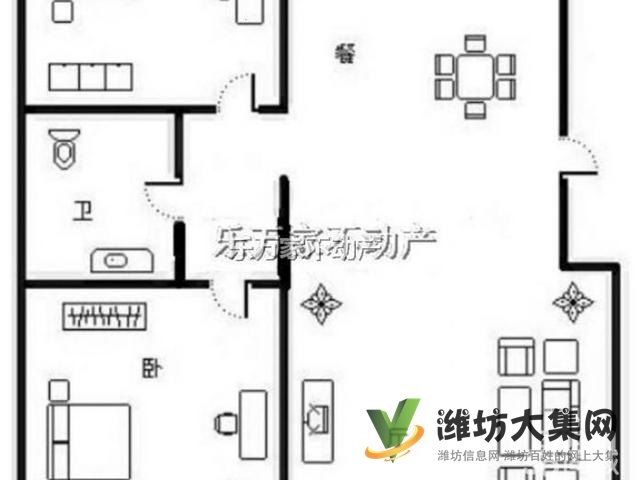万达潍坊中学近中央丽景精装全齐两室拎包入住可陪读