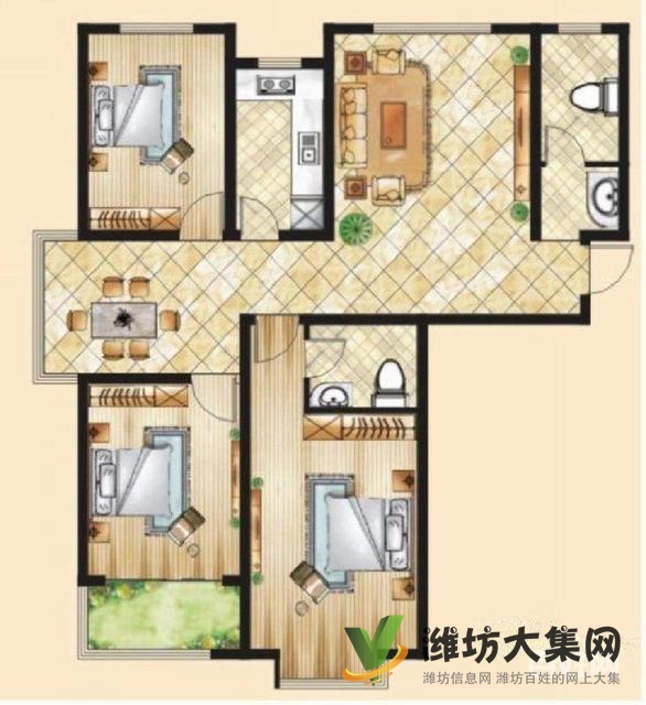 奥体八九近渤景湾大三室两厅，毛坯新房117平婚房急