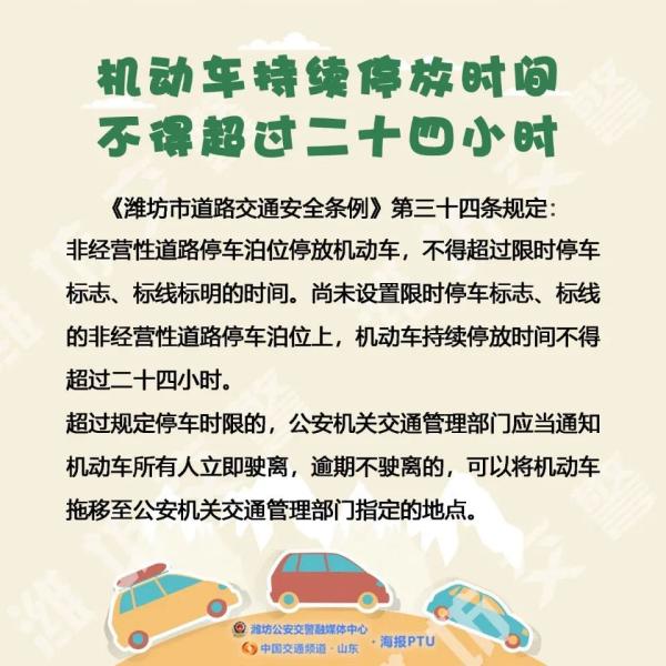 潍坊人请注意！免费公用泊位上停车不得超24小时